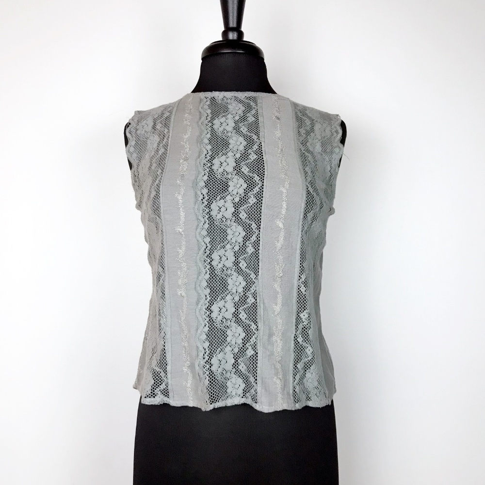MANGO NWOT Striped Lace Crochet Top